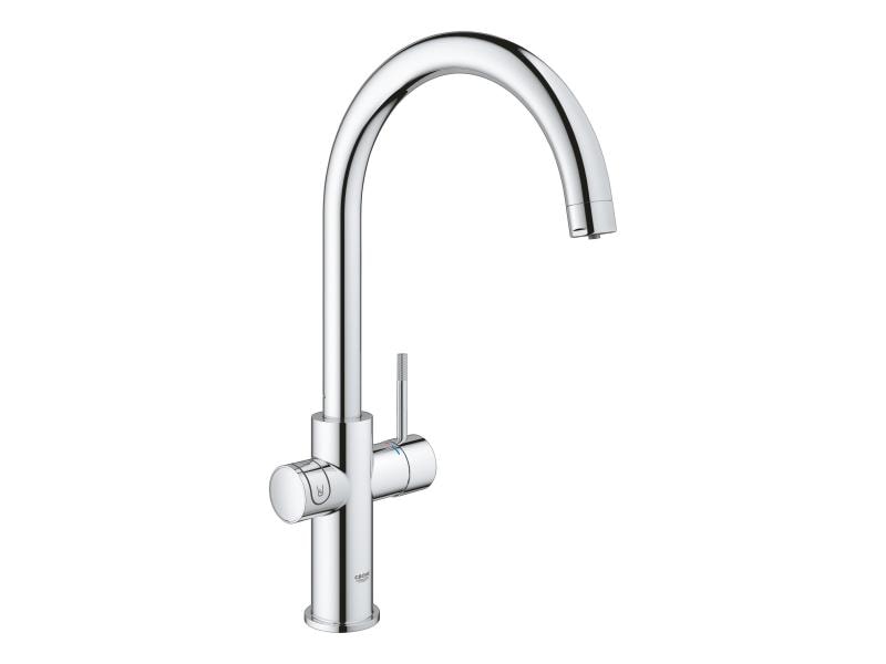 GROHE Küchenarmatur Blue Home C-Auslauf, Starter Kit, Chrom Die frischste Wasserquellen