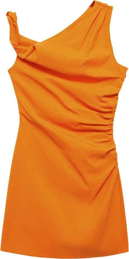 MANGO Asymmetrical pleated dress Orange