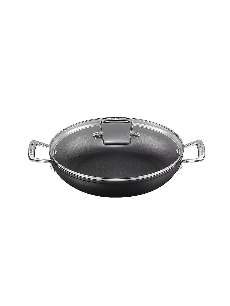 LE CREUSET Aluminium-Antihaft Profipfanne mit Glasdeckel 28cm Schwarz schwarz