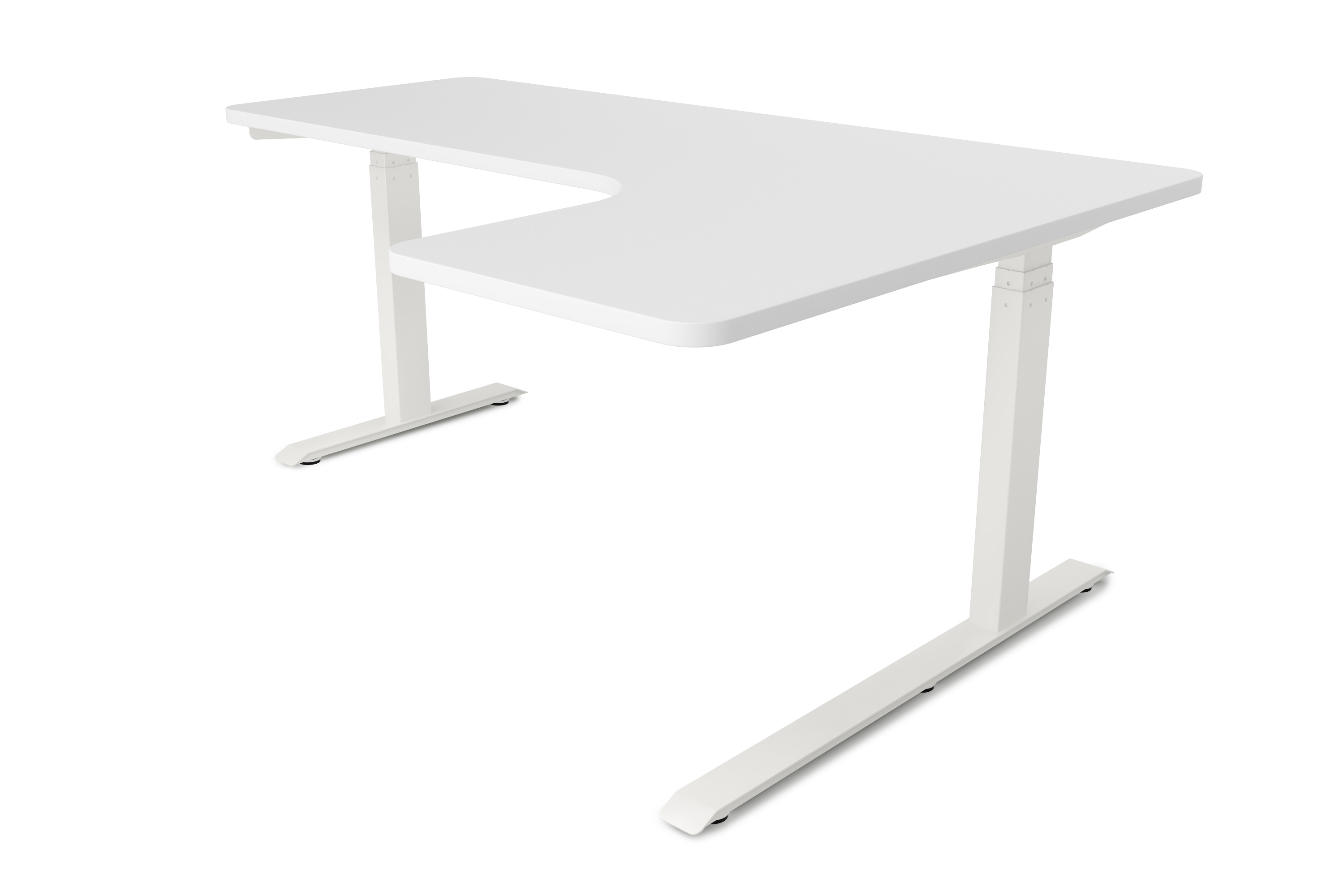 Stehpult Eckschreibtisch elektrisch PREMIUM weiss 160 x 110 cm