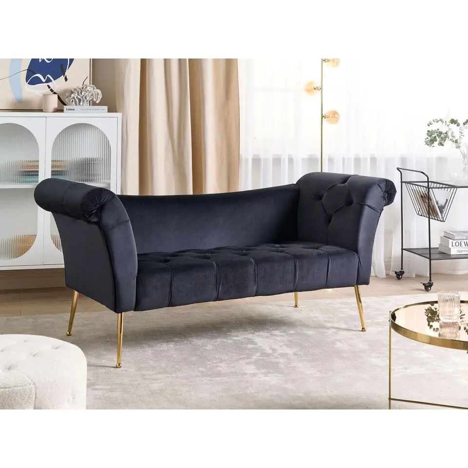 NANTILLY - Chaise longue - Zwart - Fluweel