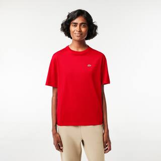 T-shirt à col rond en coton premium T-Shirts - Rouge - Lacoste - Femme