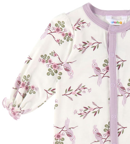 Joha Natdragt - Bambus - Off White/Lilla m. Papeg?je