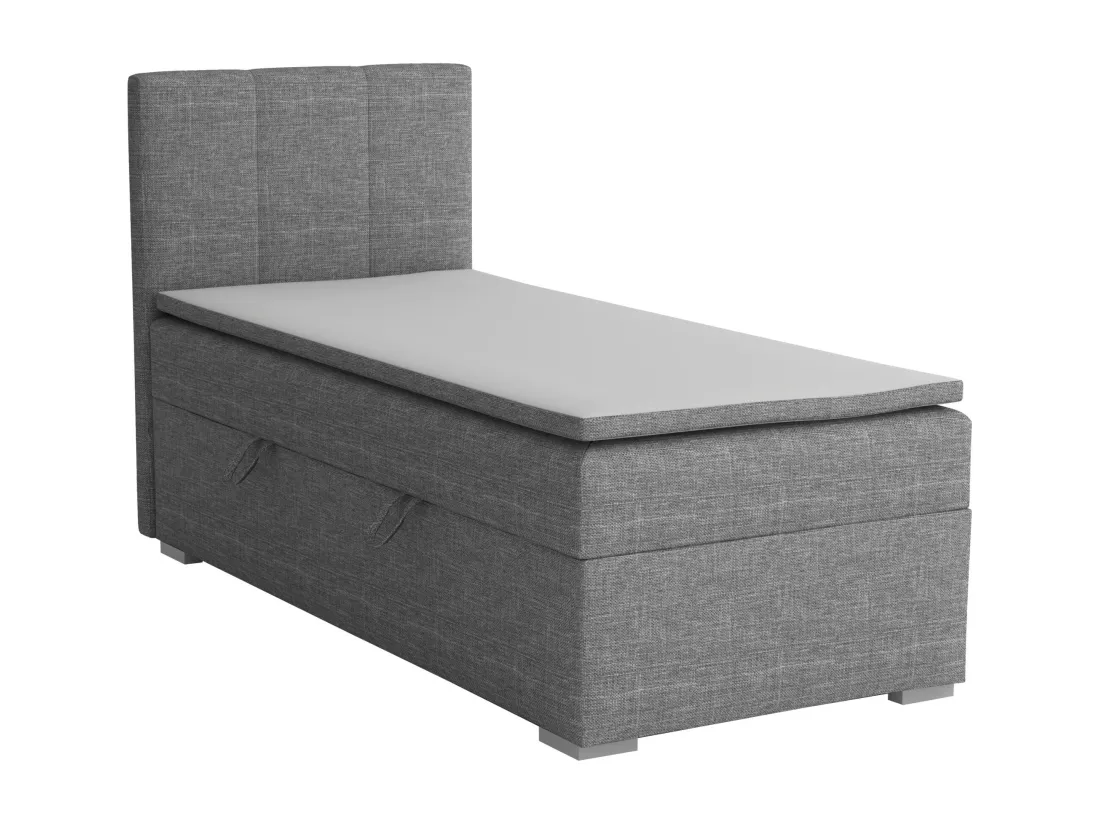 LIT SIMPLE avec tiroir de rangement et surmatelas, côté gauche Monaco Mini 100x200 cm, Lux 06 (Gris)