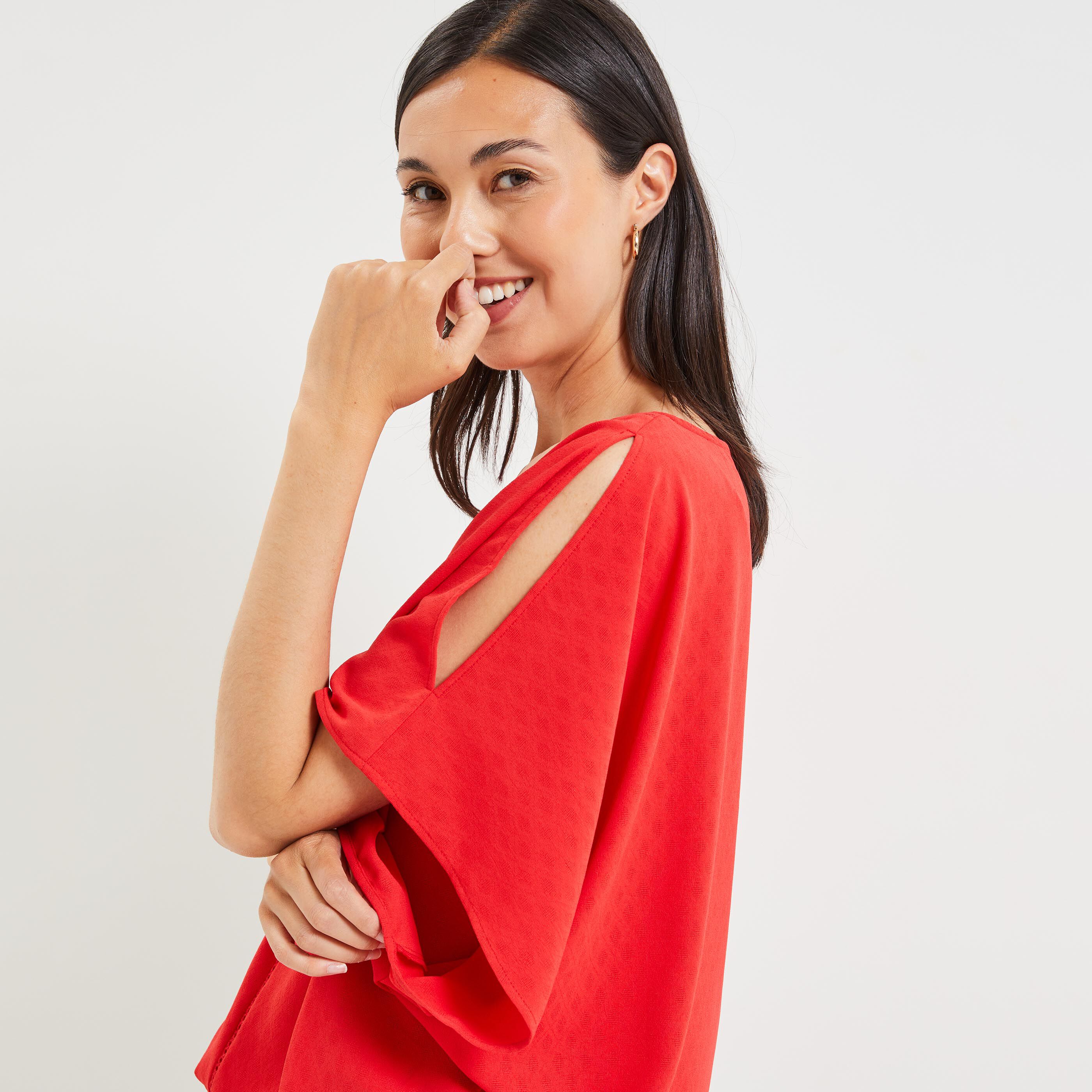 Blouse épaules ouvertes femme - ROUGE