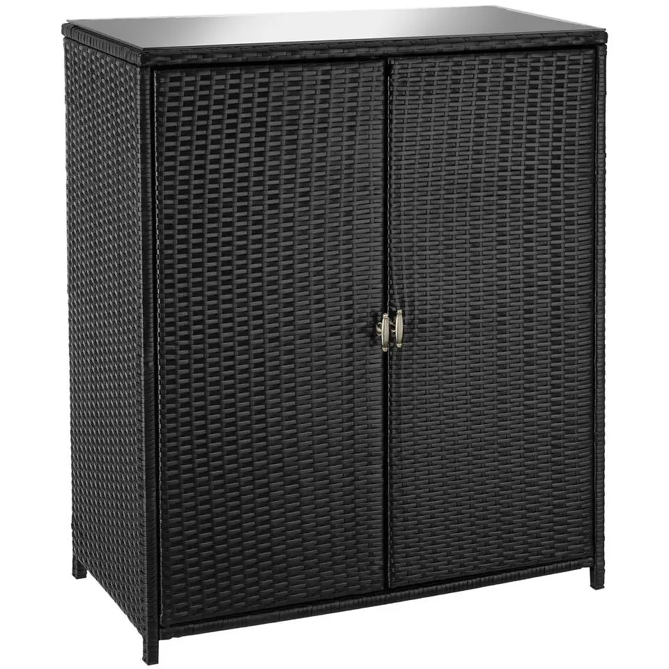 tectake Wicker tuinkast Monza, aluminium frame, 4 vakken, Zwart