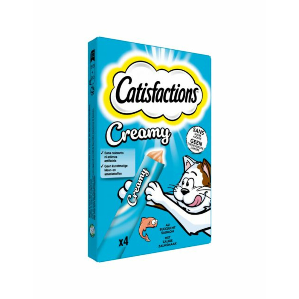 Catisfactions Kattensnack Zalm Creamy4 x 10 gr