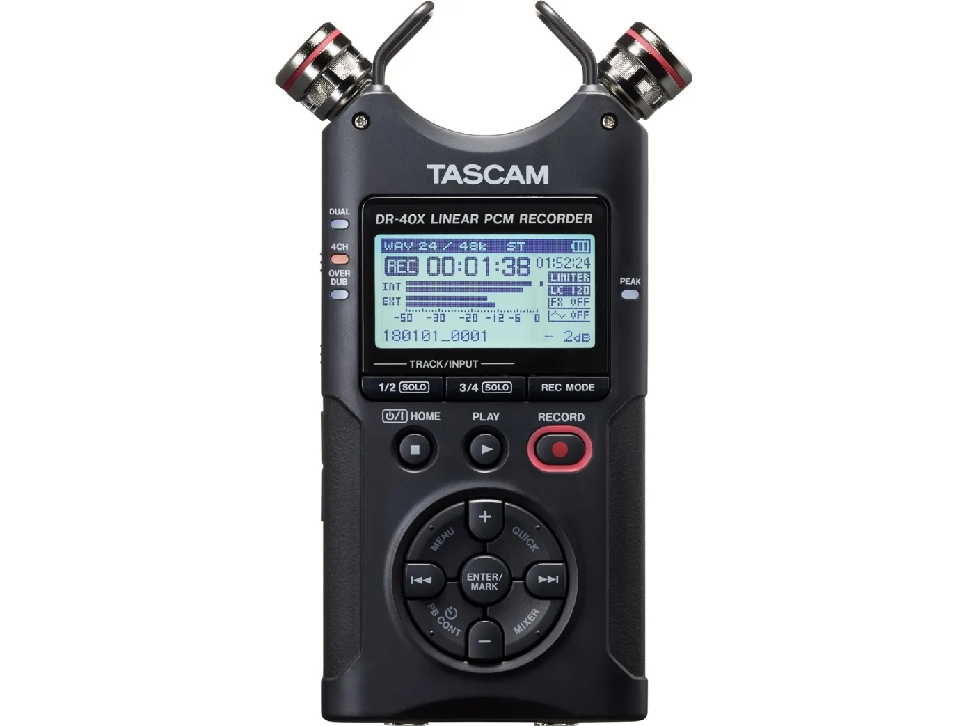 Tascam DR-40X, 18 t, MP3, WAV, 92 dB, 44100 - 96000 Hz, Blå, 40 mW