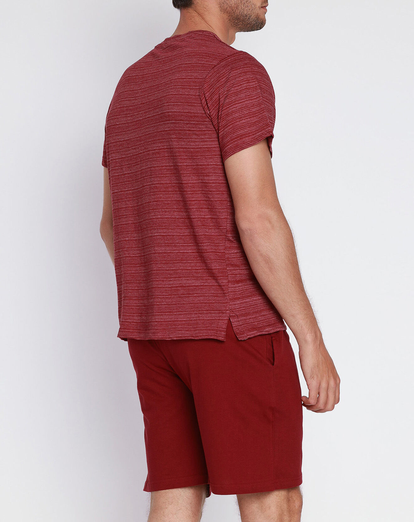 Admas Classic Pyjama à rayures légères rouge bordeaux