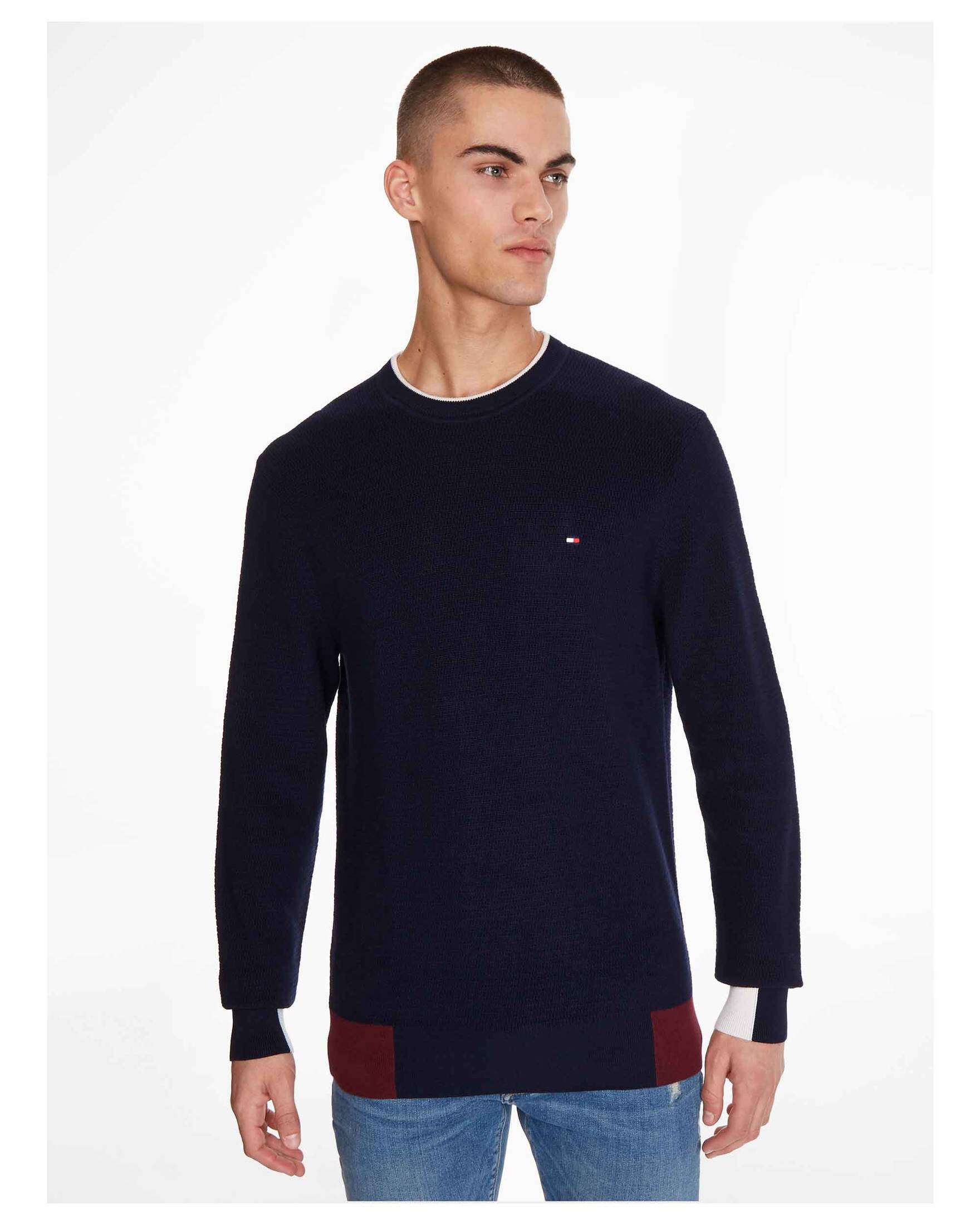 Tommy Hilfiger| Herren Strickpullover RWB BLOCK PLACEMENT Regular Fit