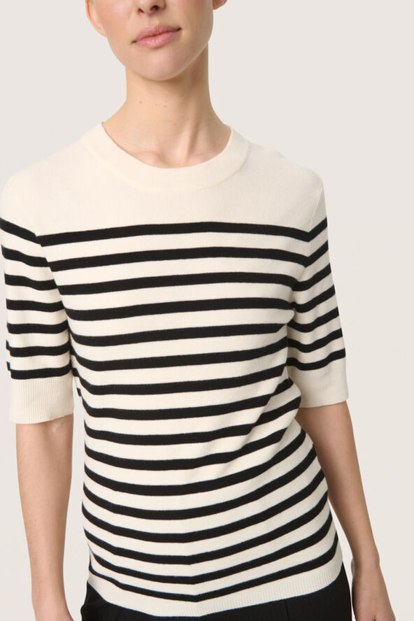 Soaked in Luxury SLPina Striped Tee White with black stripe