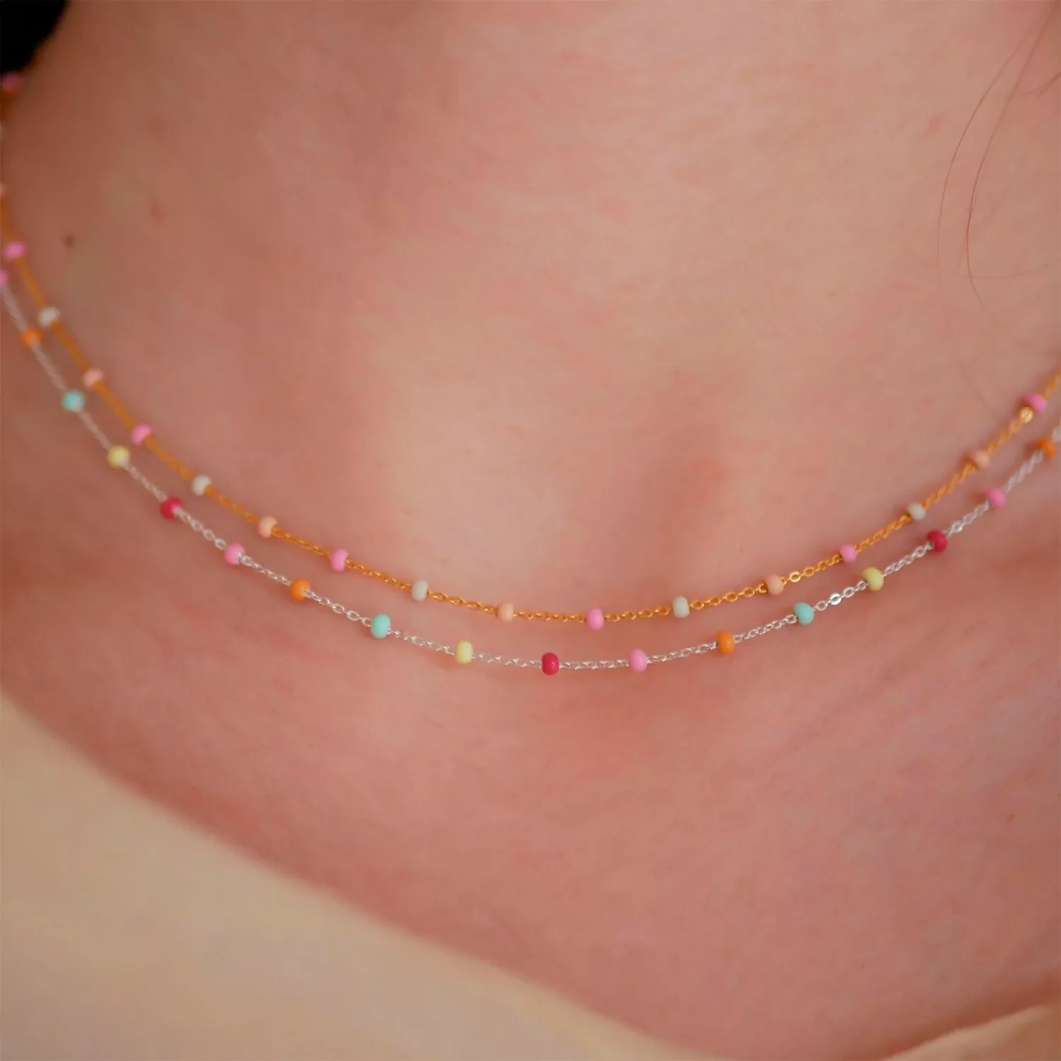 Enamel Lola Rainbow Halskæde Sølv N55S