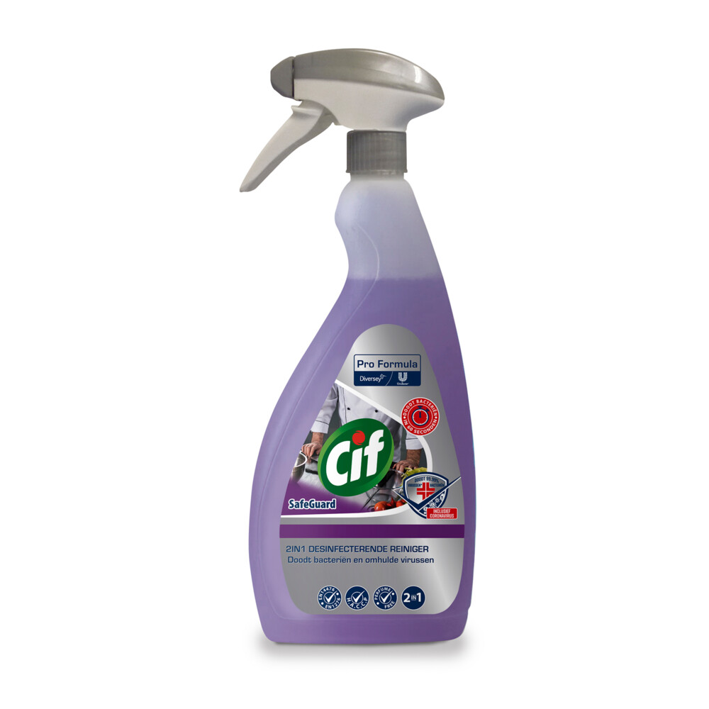 Cif Professional SafeGuard Desinfecterende Keuken Reiniger 2-in-1 Spray Pro Formula750 ml
