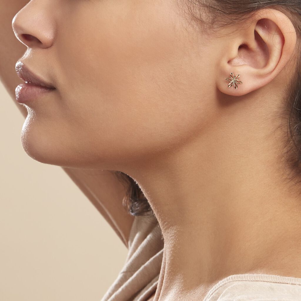 Boucles D'oreilles Puces Philine Fleur Or Jaune