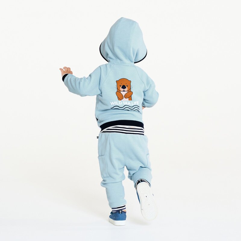 Sweat zippé molleton loutre bleu bébé garçon Bleu