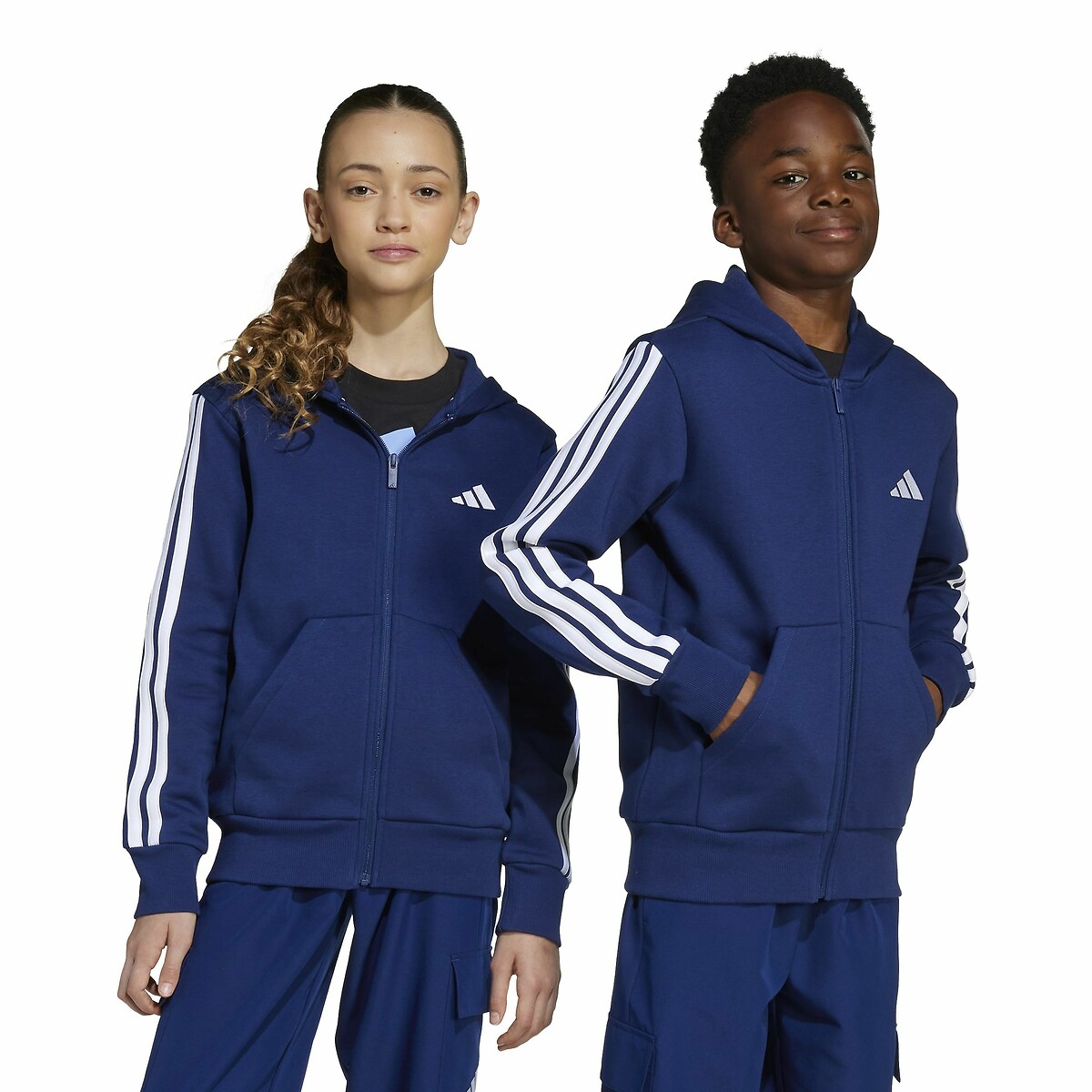 ADIDAS ROUPAS ESPORTIVAS<br>Suéter com zíper em fleece escovado