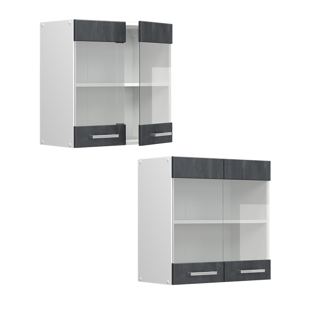 Vicco Hängeglasschrank R-Line Schwarz Beton Weiß 60 cm