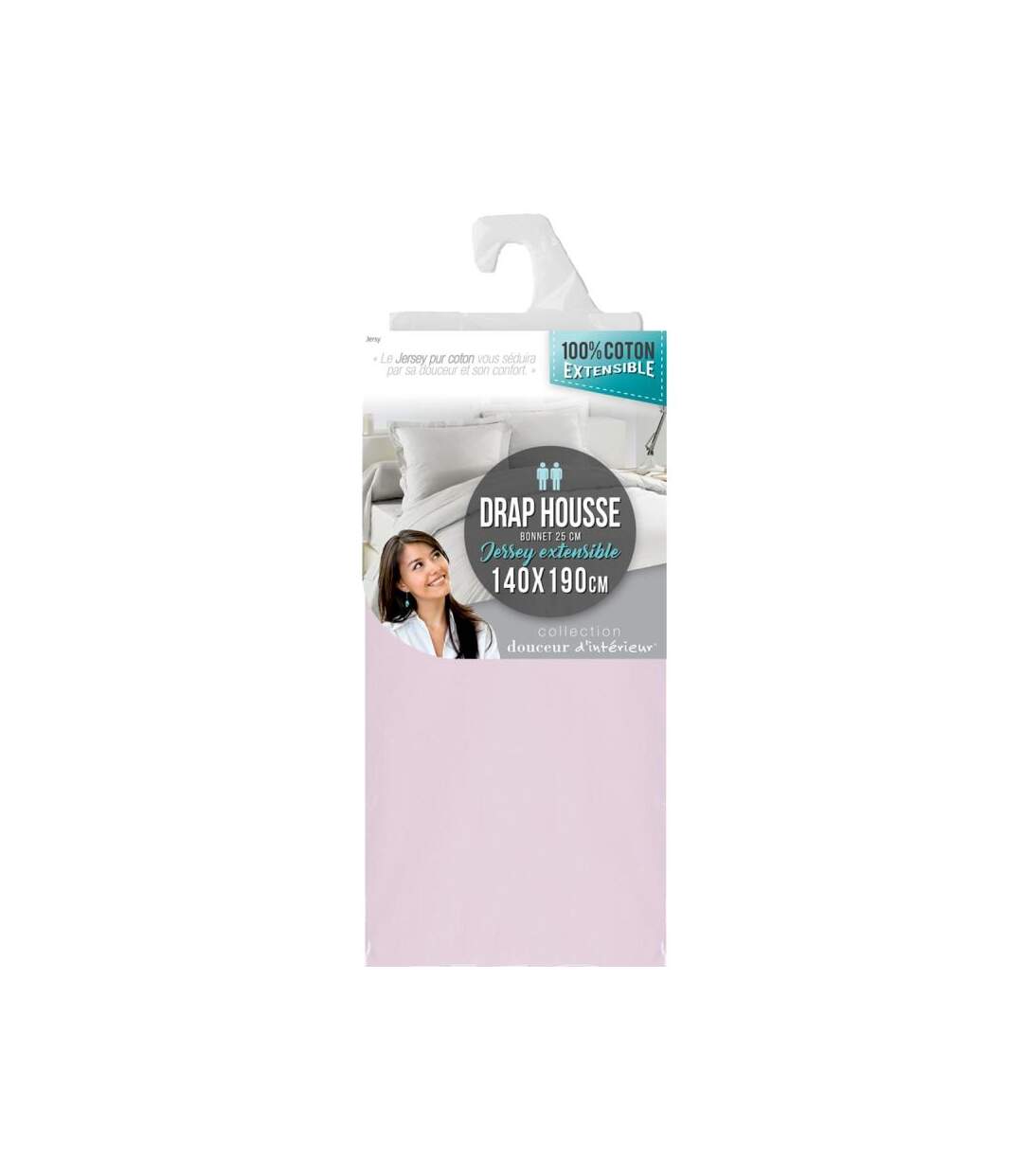 Drap Housse Jersy 140x190cm Rose Dragée