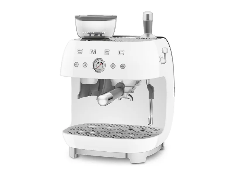 Smeg 50''s Style Espressomaskine EGF03WHEU Hvid, Espressomaskine, 2,4 L, Malet kaffe, Indbygget kværn, 1650 W, Hvid