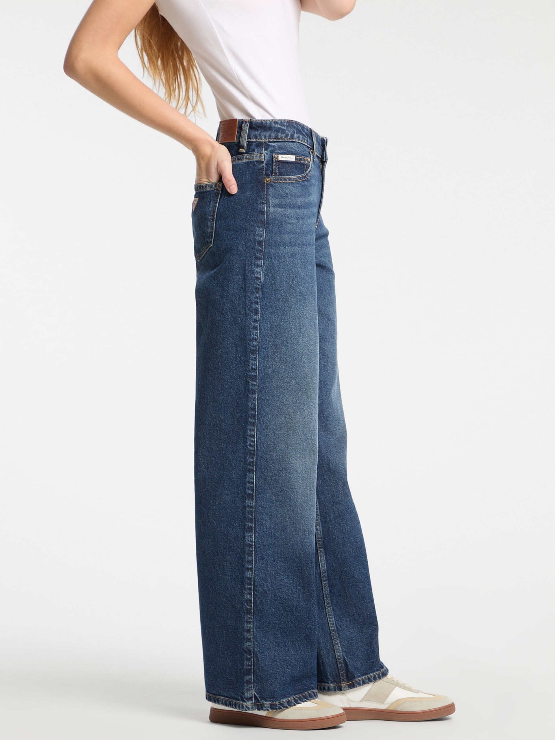 Calça jeans G11 de perna larga