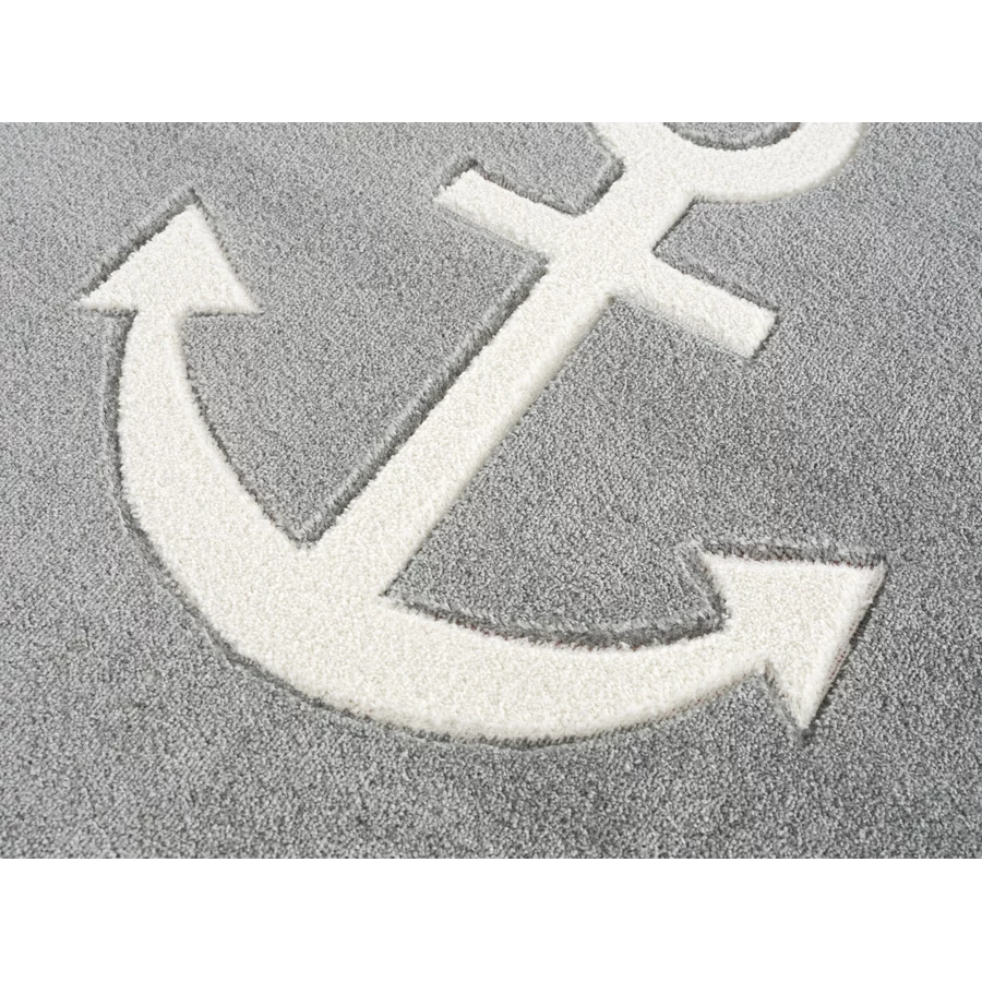 LIVONE Kinderteppich Kids love Rugs Anker Rund silbergrauweiss