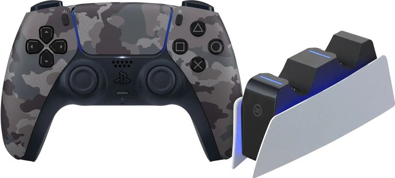 Sony - PlayStation 5 DualSense - Draadloze Controller - Grey Camo - Inclusief Oplaadstation