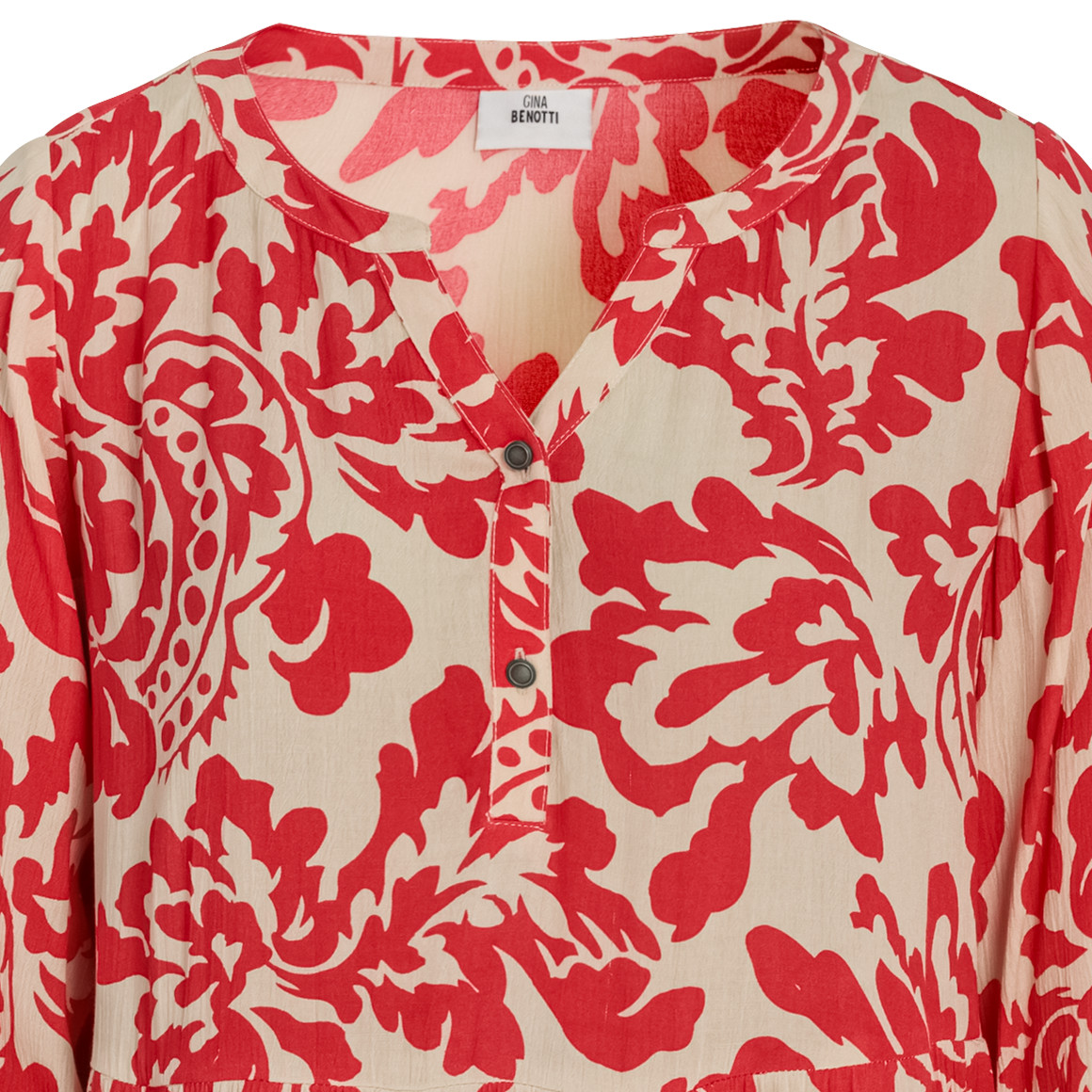 Gina Benotti Damen Kleid mit Serafino-Ausschnitt rot / creme