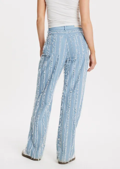 Straight jeans met franjes blauw (BLW.USM)