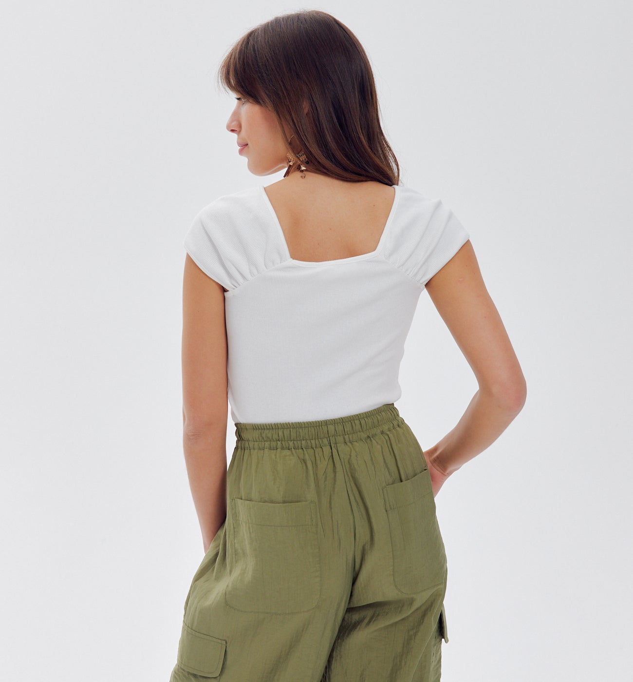 Top en jersey ctelé Femme - Ecru
