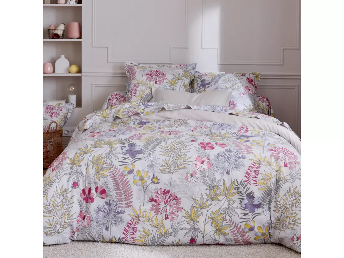 Drap plat 240x310 cm satin de coton ANAÏS multicolore