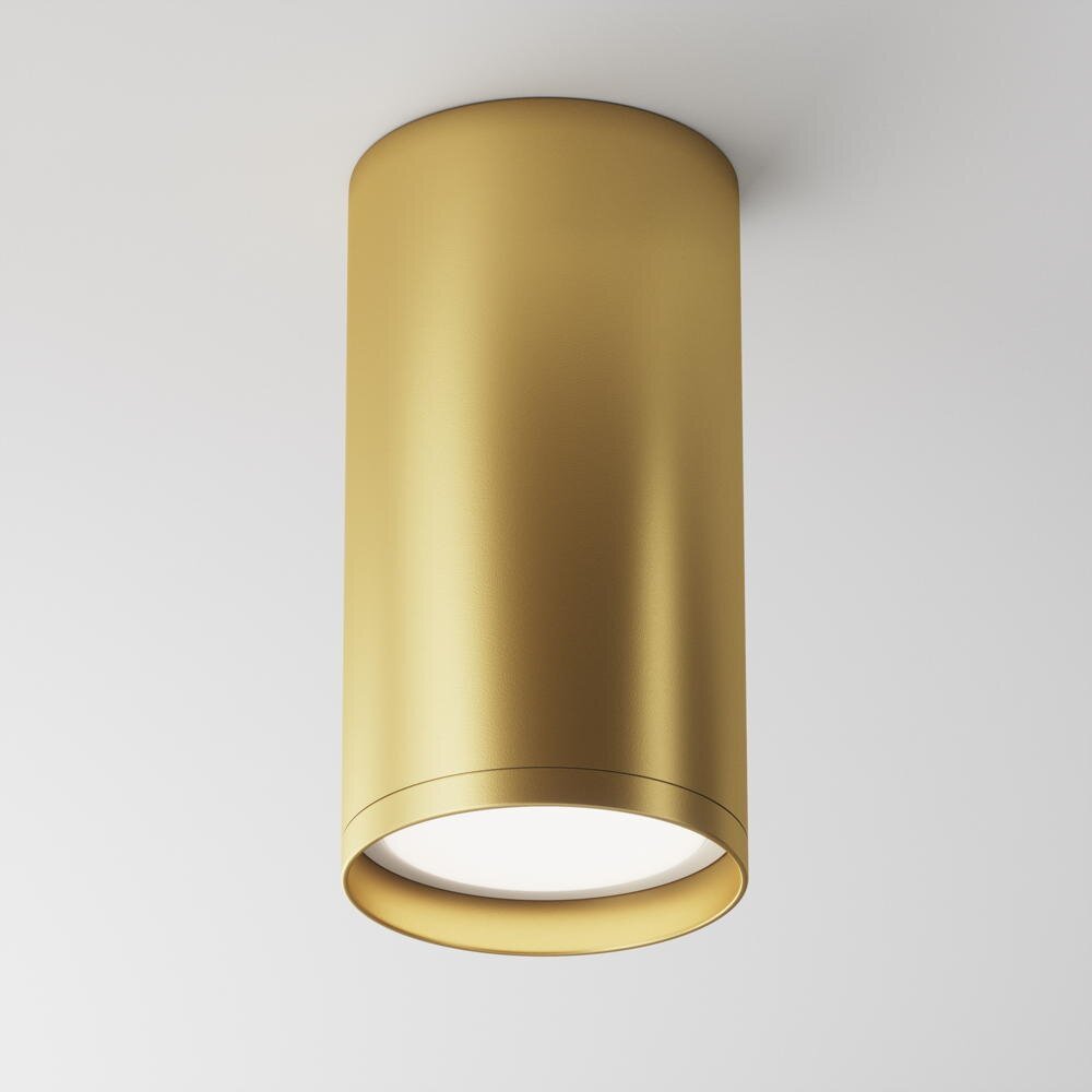 Focus plafondopbouwlamp in mat goud GU10 52mm