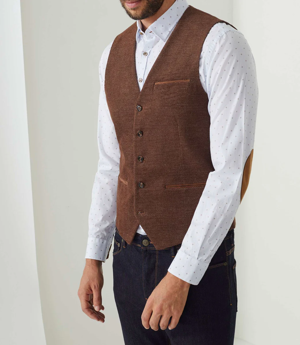 Gilet ville velours fantaisie marron clair 