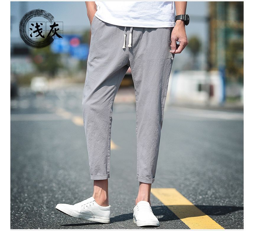 FORSETI - Cropped linnen broek met rechte pijpen