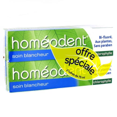 Soin Blancheur Dentifrice Chlorophylle Homéodent - 2 x 75 ml