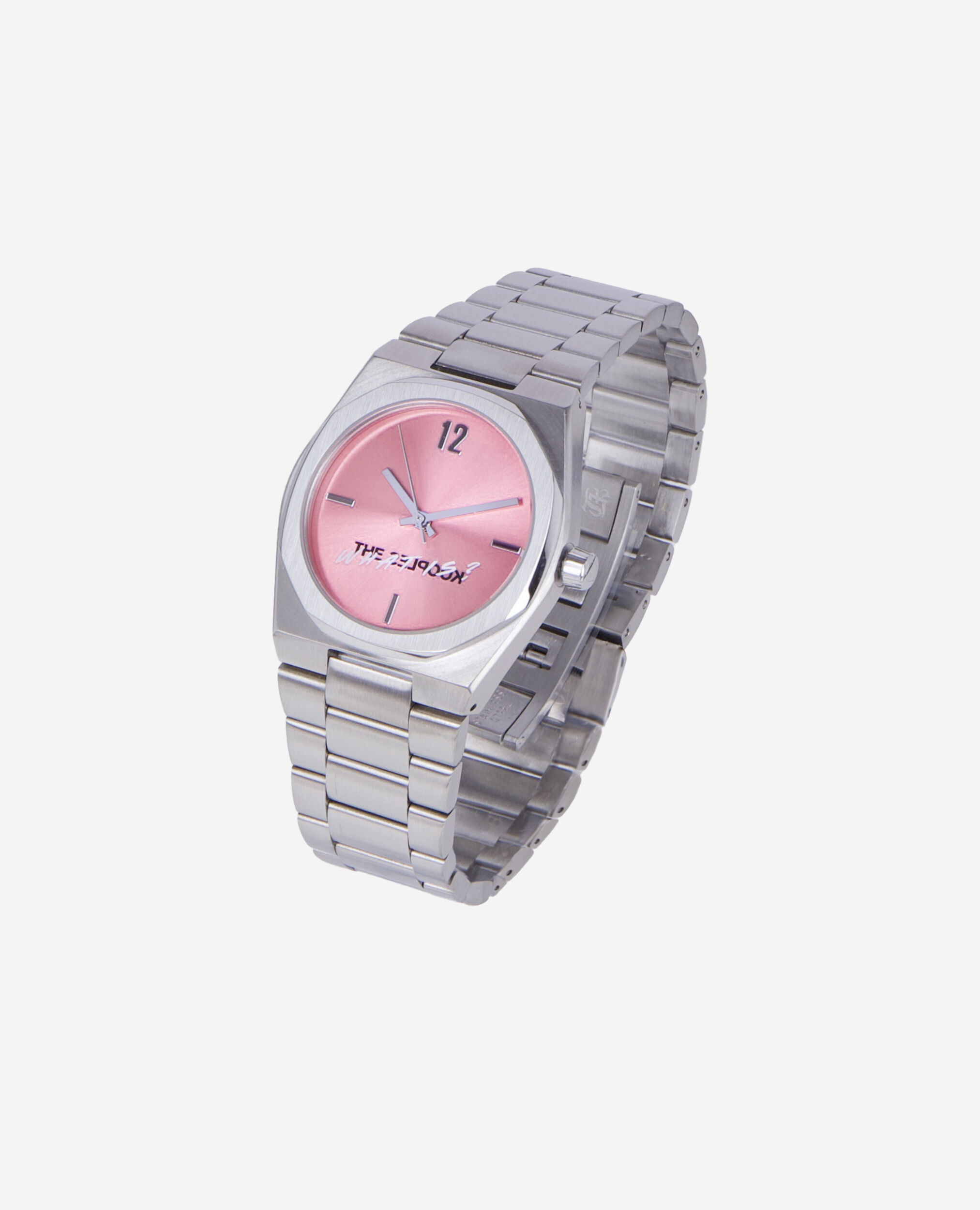 Montre What is argentée cadran rose
