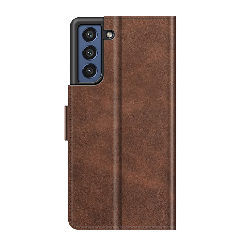 Samsung Galaxy S21 FE 5G Vintage Leder Tasche Flip Cover Fashion Design - Braun