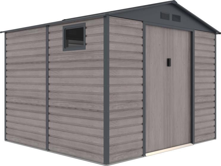 ADELMO Tuinhuisje Gegalvaniseerd Staal Grijs Houteffect 7,17 m²