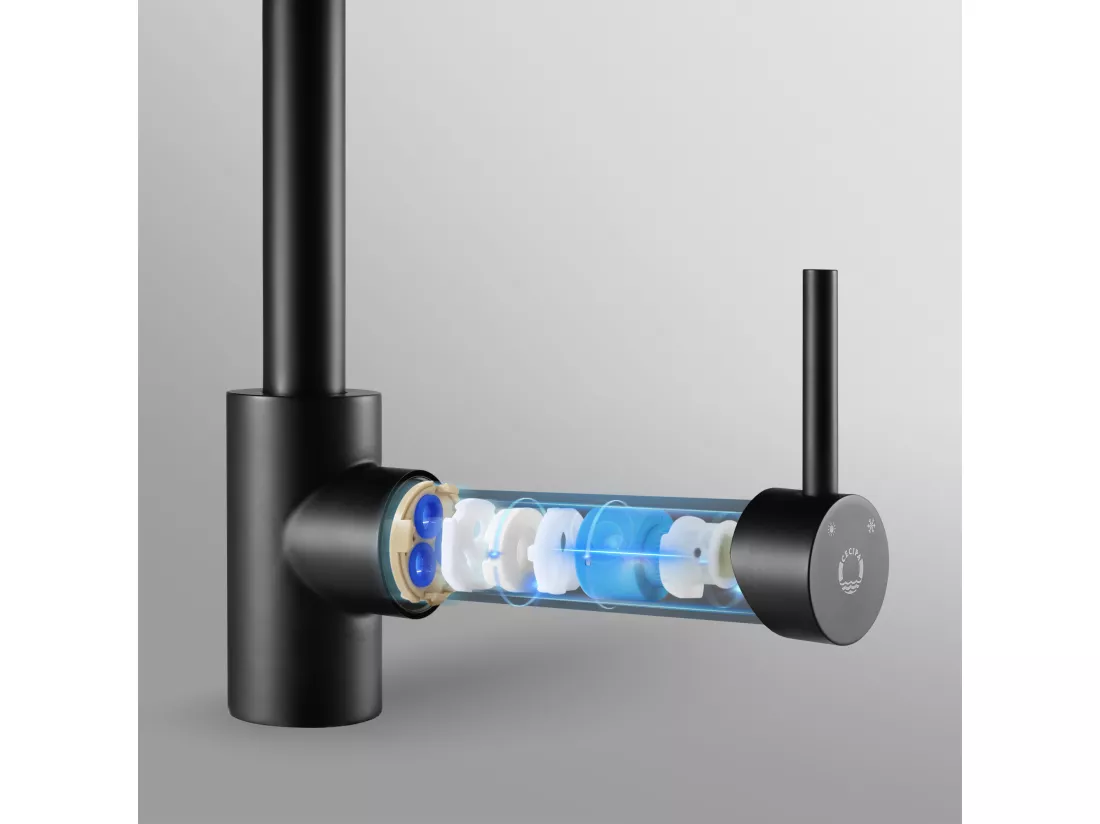 Cecipa max Mitigeur de cuisine, Robinetterie Noir en Acier Inox, Robinet de cuisine monocommande, rotatif à 360 °,EU Modèle