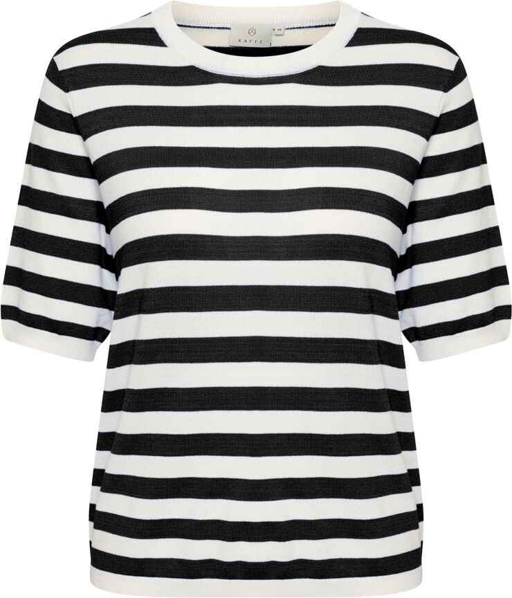 Kaffe KAmilo Short Sleeve Knit Chalk/black deep stripe