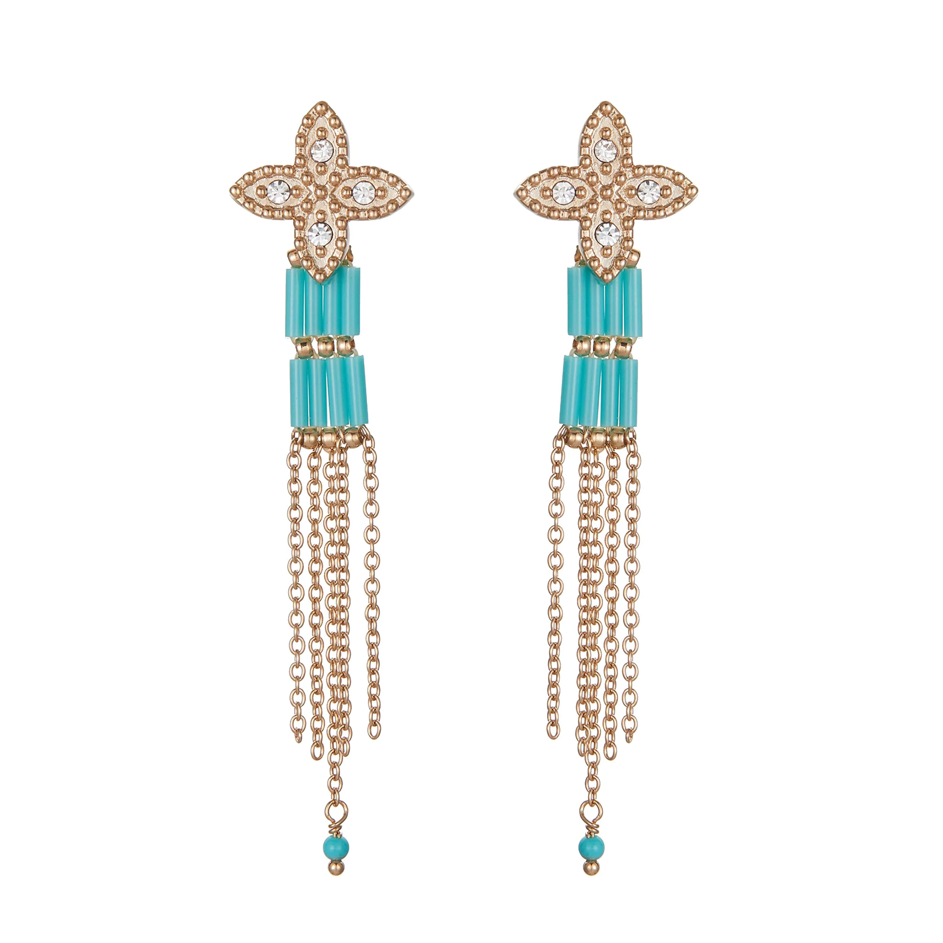 ALABASTER - Boucles d'oreilles pendantes avec perles | Bleu