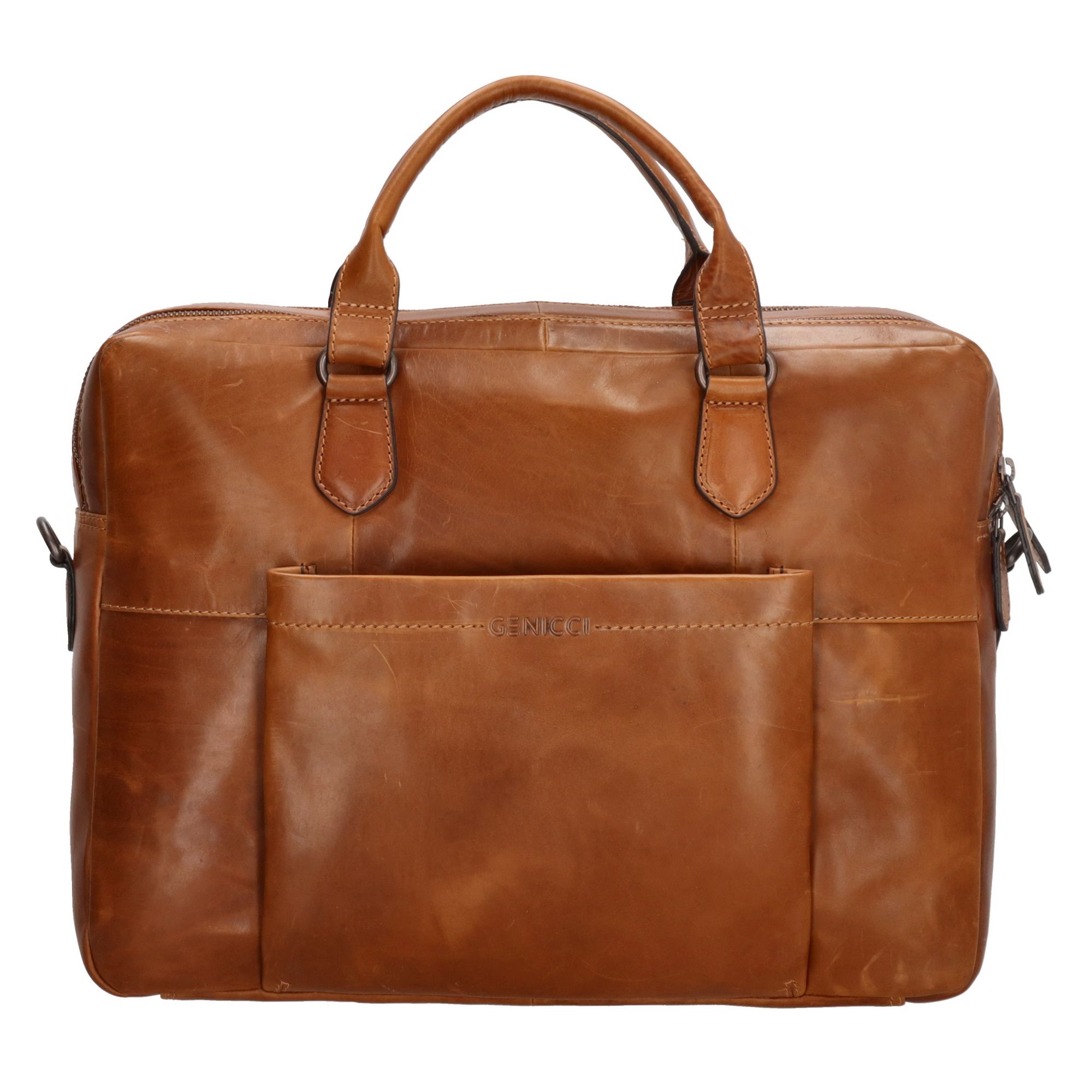 Genicci Noble Laptoptas Churchill 15,6 inch Cognac