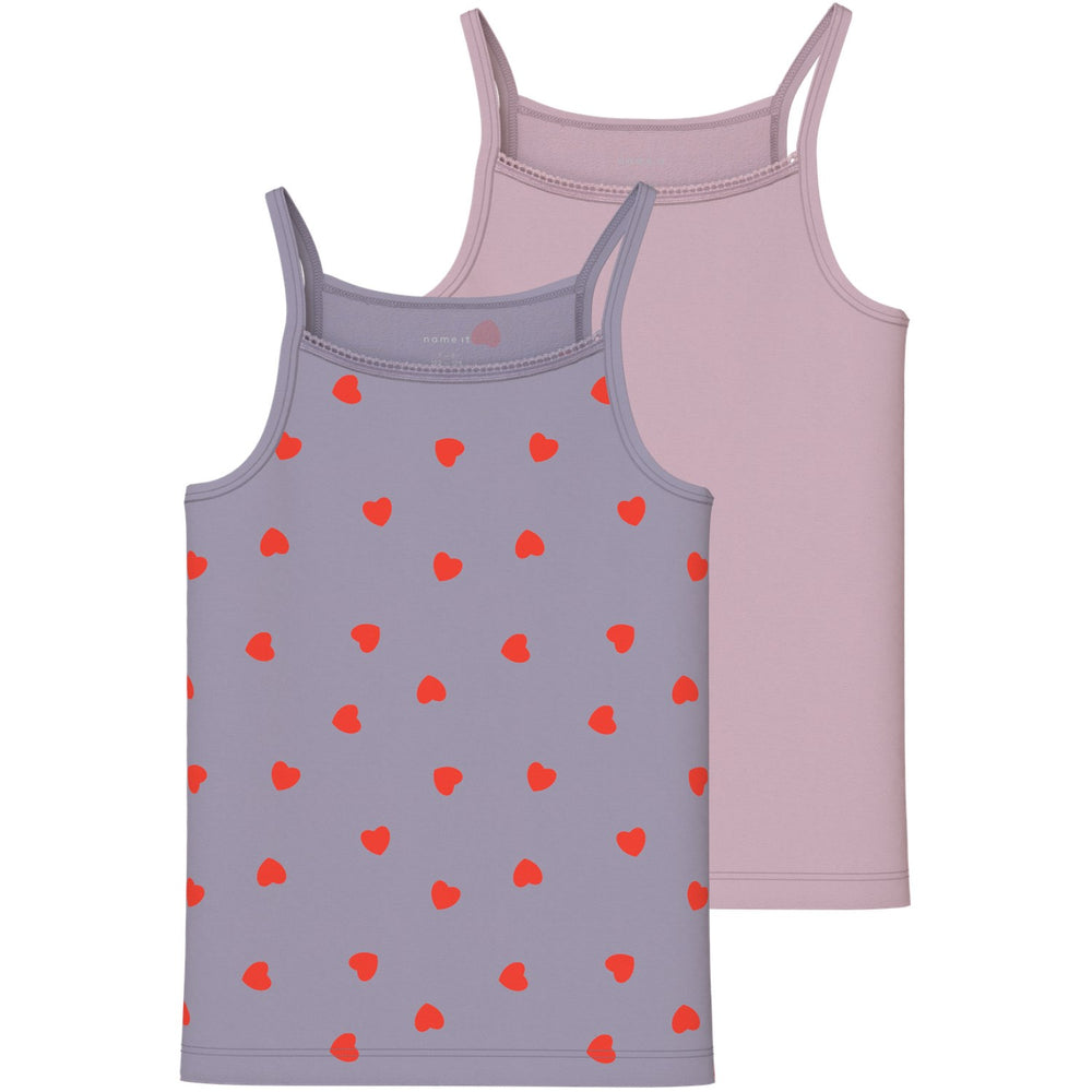 Køb Name It Lavender Gray Nkfstrap Top 2P Lavender Hearts Noos