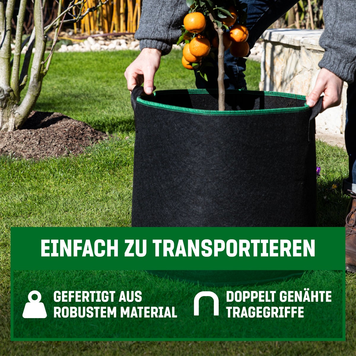 GardenGloss Plantzak (3 stuks) - 60L Plantzak van non-woven stof - Plantzak voor aardappelen, tomaten en aardbeien - Zwart - Voor binnen- en buitengebruik