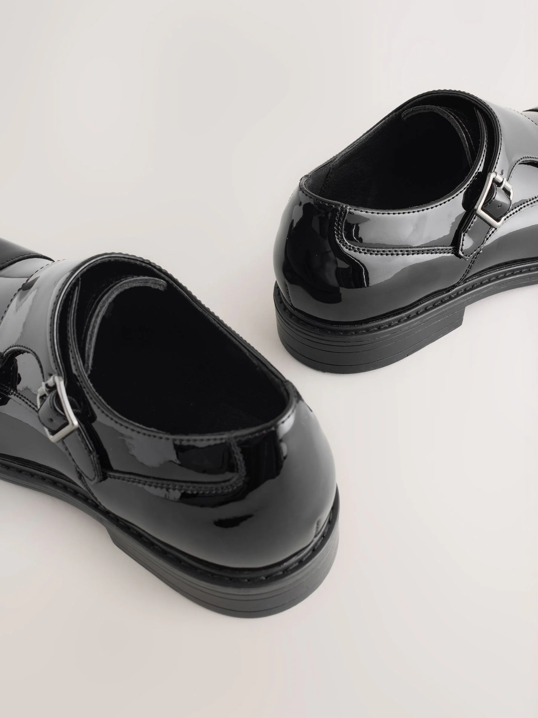 Zwart - Patent Toecap Double Monk Shoes