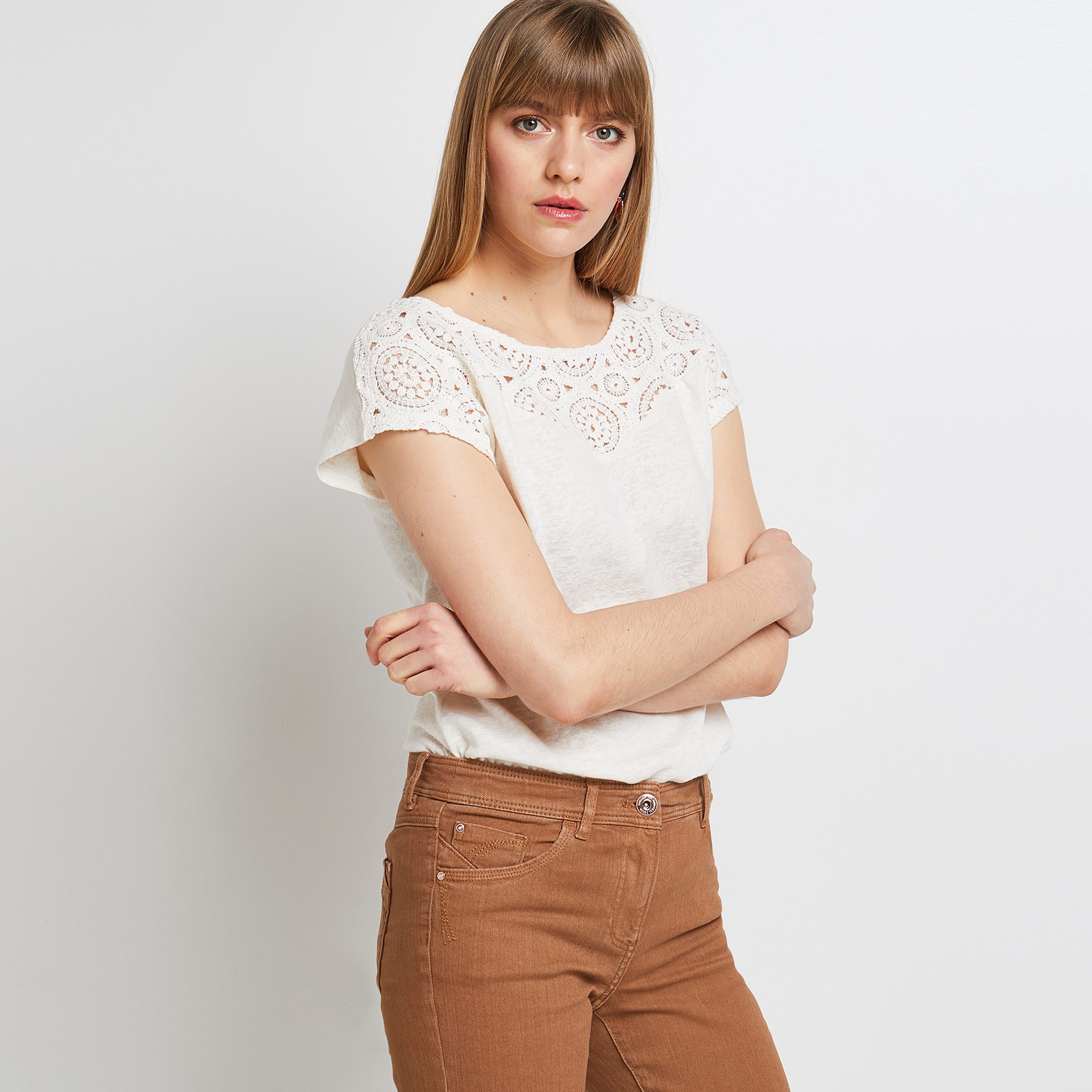 Tshirt crochet femme - ECRU