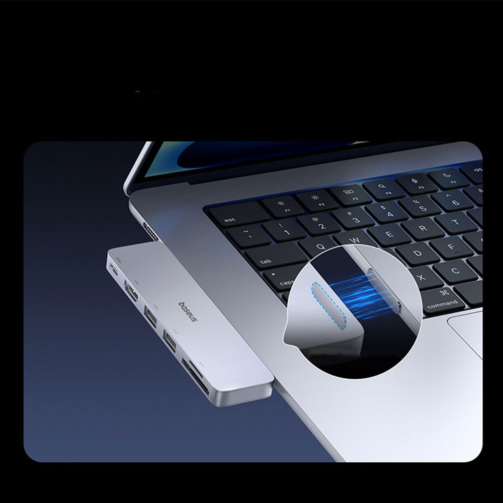 UltraJoy Dual USB C Multiport Adapter HUB mit 1x USB C (PD/100W) / 2x USB 3.0 / SD & Micro SD / 1x HDMI 4k@60Hz - Silber