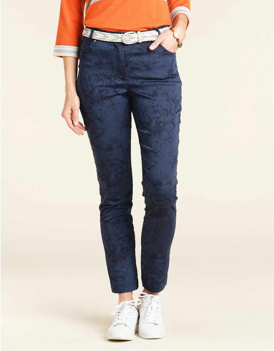 Pantalon bleu surimprimé