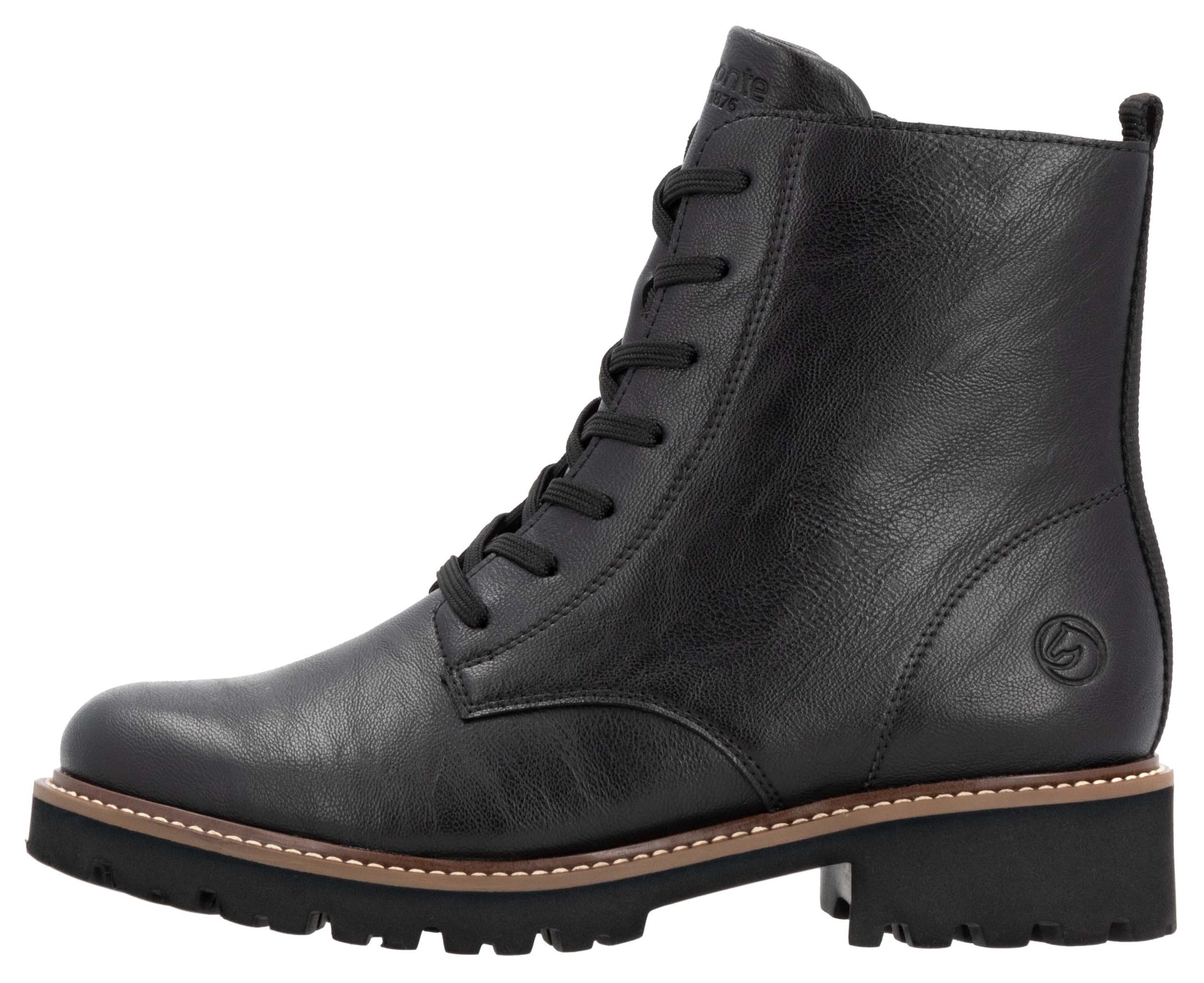 Remonte Schnürboots  , Blockabsatz, Schnürstiefelette im Used Look