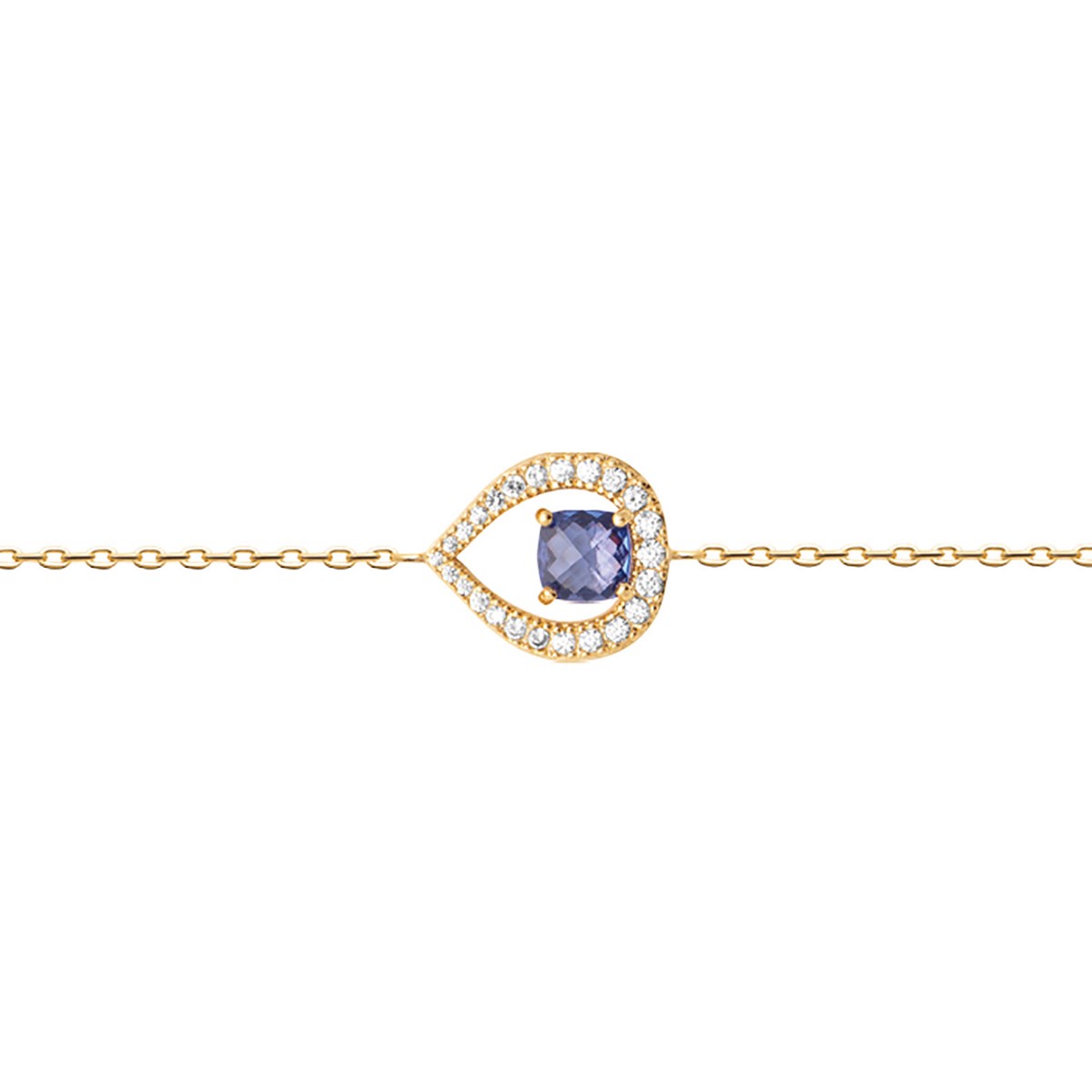 Bracelet Brillaxis plaqué or goutte bleue