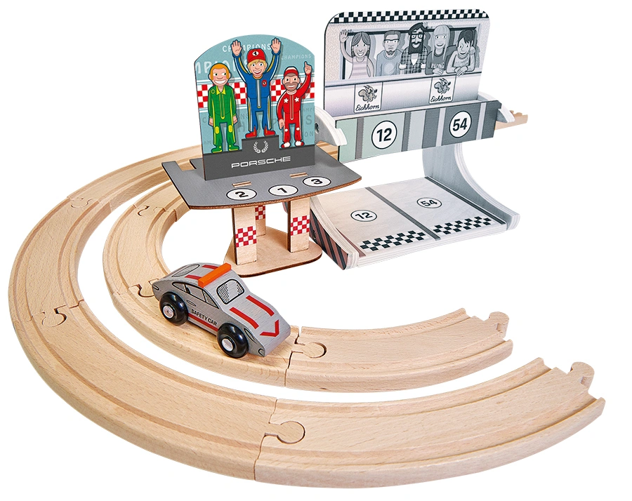 Holz-Rennbahn PORSCHE-RACING-ERWEITERUNGSSET 14-teilig